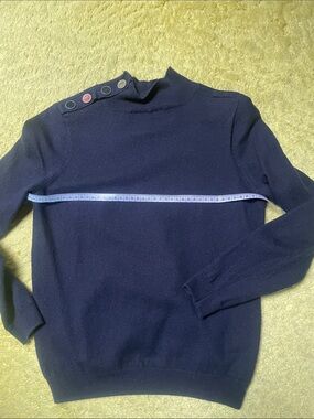 Sezane Navy Button-Shoulder Sweater size M